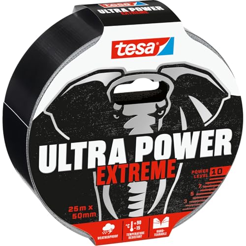 tesa Ultra Power Extreme Repairing Tape - Reparaturband mit extra starkem Halt auch auf rauen Oberflächen - wetterbeständig und handeinreißbar - 10m x 50 mm