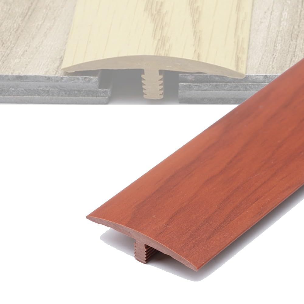 35.4in T-Molding Floor Edging Trim Strip, PVC Doorway Threshold Strip, Cuttable Flooring Transition Floor Gap Connecting Strips(Mahogany)