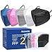 Produktbild FFP2 Masken Bunte CE Zertifiziert, FFP2 Staubschutzmaske 5 Farben Maske, 20 Stück 5 Lagiger Filterschutz Einzeln Verpackt Atemschutzmaske - Schwarz Blau Rosa Weiß Grau