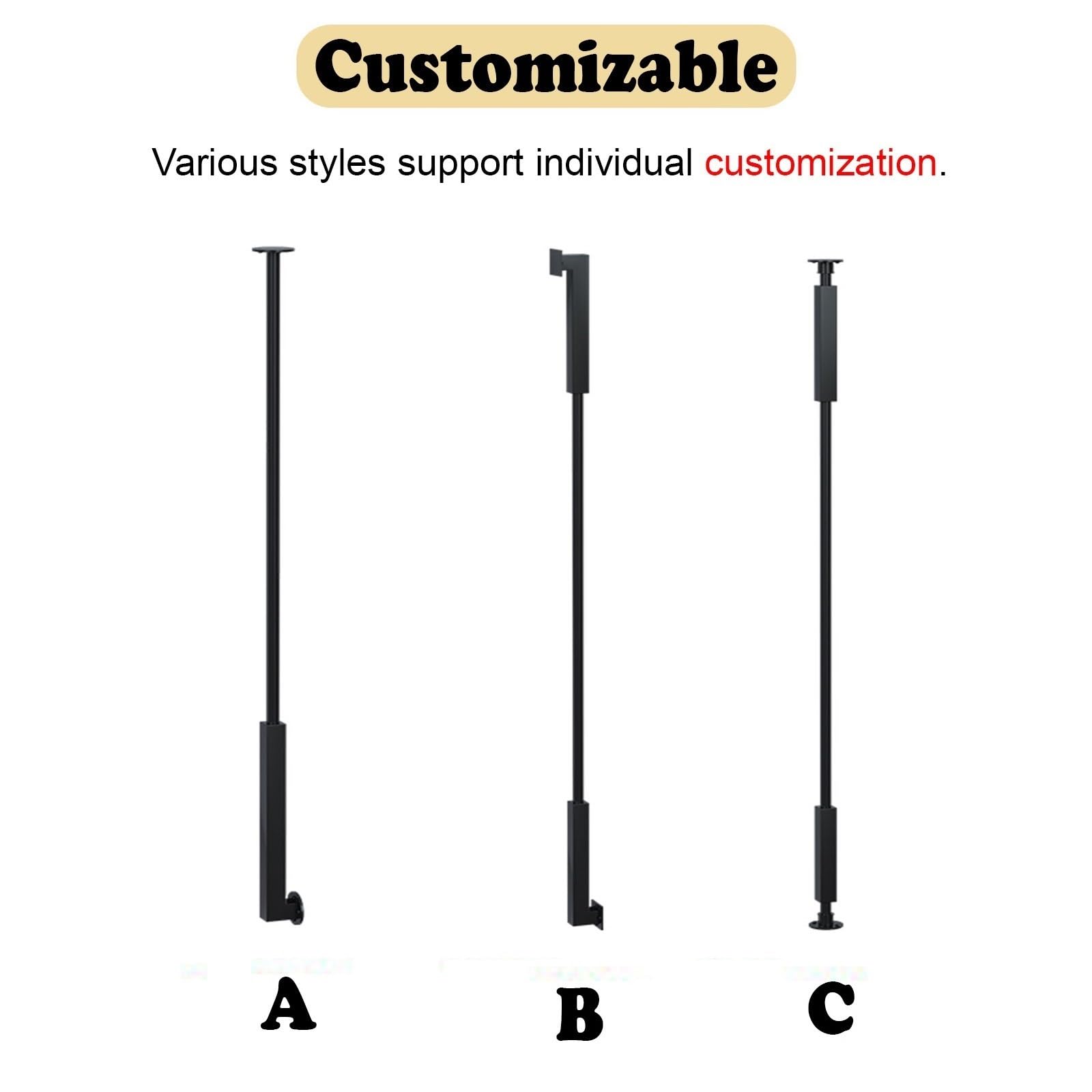 Ringhiera per Scale Balaustre Metalliche con Montaggio Laterale e Viti, Balaustre Personalizzabili per Scale, Colonne balaustre per abitazioni, Loft, Ville e uffici(Black (1 pc),90cm)