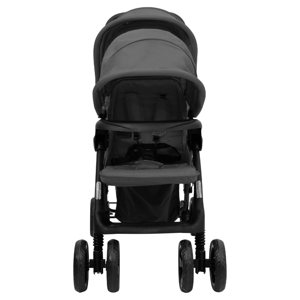 Générique Poussette à Deux Places Gris foncé Acier,Bébés & Tout-Petits,Transport de bébés,Poussettes pour bébés,15.64 kg,Gris,10348
