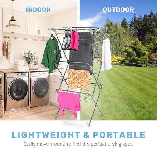 Livhome Black Deluxe 3-Tier Concertina Airer - Foldable Laundry Drying Rack with 27m Capacity, Compact & Sturdy - Image 5