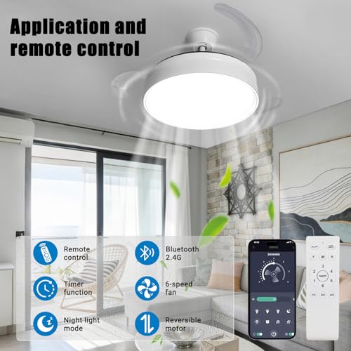 Ventilateur de plafond avec LED pour rafraîchir en été et chauffer en hiver avec télécommande - 3