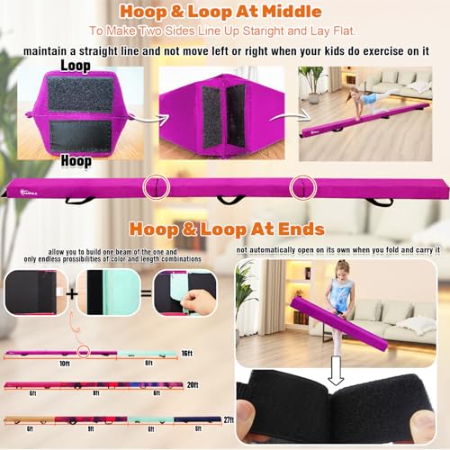 Image of Marfula 6 FT / 8 FT / 9 FT Folding Gymnastics Beam Foam Balance Floor Beam