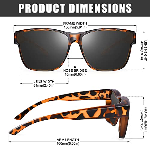 Image of Polarized Sunglasses Fit Over Glasses for Women Men, Oversized Square Sun Glasses UV400 Protection