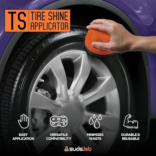 Image of Suds Lab TS Tire Shine Applicator - Reusable Foam Tire Dressing Applicator Pad, Tire Shine Brush, Ideal for Car Tire Shine Gel, Tire Balm, Tire Cleaner, and Tire Applicator Sponge for even application