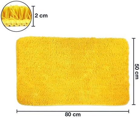 WohnDirect Designer Bath Mat Shower Mat 50x80cm Non-slip Washable Bathroom Shower Rug Comfort and Grip - Yellow