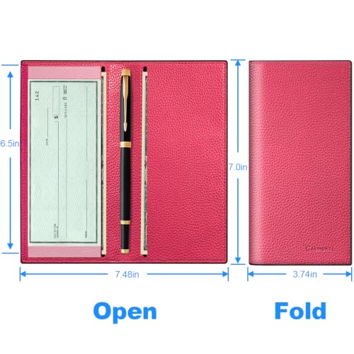 Image of CASMONAL Checkbook Cover for Women & Men, PU Leather Wallet RFID Blocking