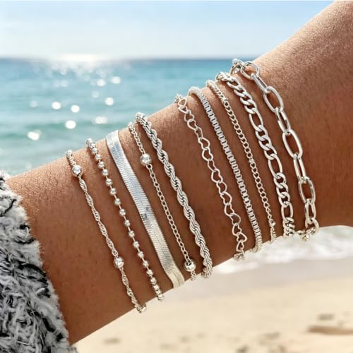 Image of NEWITIN 66 Pcs Silver Jewelry Set for Women Fashion Costume Y2K Jewelry Set