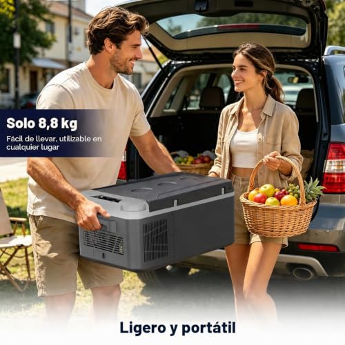 Nevera portátil de compresor 12V 24V 230V con control por app coche y camping mini de 15L 7