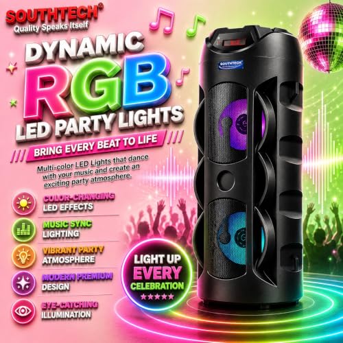 SOUTHTECH Bluetooth Party Speaker with RGB LED Lights - Image 4