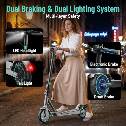 Image of 350W /500W Adult Electric Scooter, 8.5 inch /10 inch Solid Tires, 36V 7.8AH-15AH Battery, UP to 19-25MPH, 20-31 Miles Range, Foldable Lightweight E-Scooter, Dual Brakes, App Control, Max Load 265 LBS