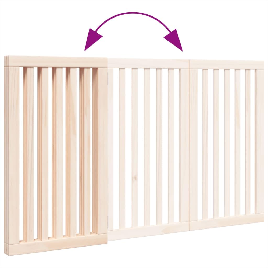 vidaXL Cancello per Cani Pieghevole 3 Pannelli 150 cm Legno di Pioppo, cancello per animali domestici, cancello di sicurezza per cani, cancello per cuccioli per scale
