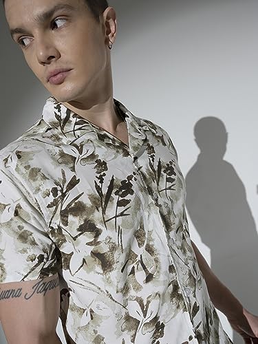 Image of Hubberholme Men's Rayon Relaxed Fit Printed Half Sleeve Resort Shirt