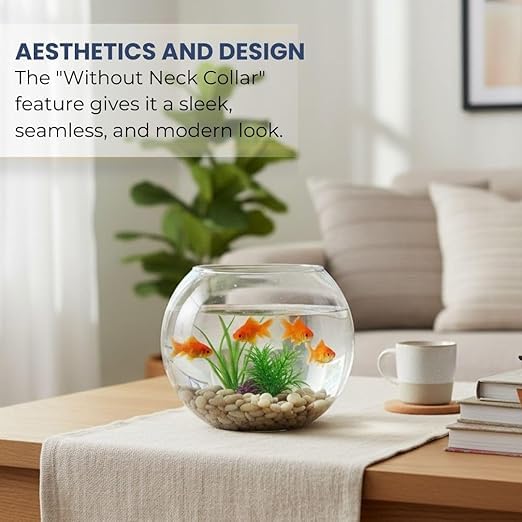 Image of CAS 1L to 14L Glass Fish Bowl (4 INCH (Premium), Glass Bowl, Without Neck)