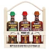 Whoop Ass Hot Sauce Gift Set - In a Wooden Crate! All three Hot Sauce Cowboys are packed into the local saloon and theyre packin heat.