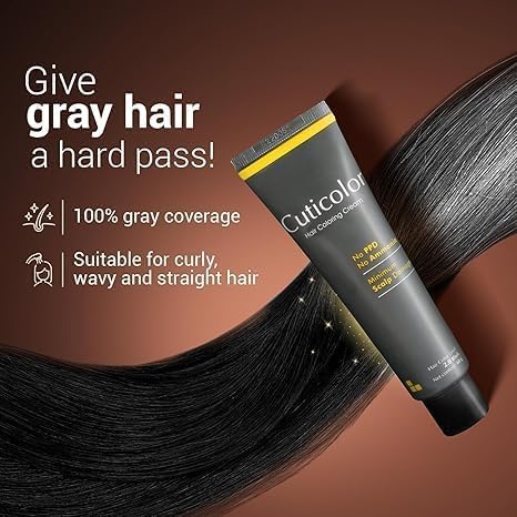 Permanent Hair Color Cream|Suitable for Sensitive Skin|Eco Mechanism to Preserve Scalp Health|No Ammonia|No PPD|Enriched with Portulaca & Boseivela Extract-Dark Brown(60g)
