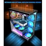 MUSETEX ATX PC Case 7 PWM ARGB Fans Pre-Installed, Type-C Mid Tower Computer Case with Full-View Dual Tempered Glass, Gaming PC Case, Black(K2) - Image 3