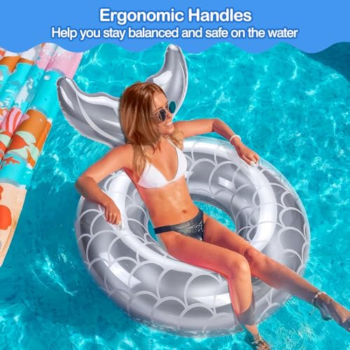 MoKo Pool Float Adult, Inflatable Swim Ring Tube Floaties with Handles - image 3