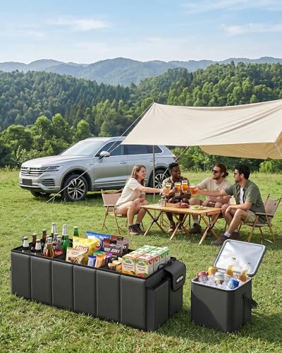 Image of HOTOR Trunk Organizer for Car & SUV, Sturdy Car Organizer with Removable Cooler, Large Foldable Trunk Organizer with Cooler, 3 Compartments, Adjustable Straps, Black, 35.43 inchx14.17 inchx10.63 inch