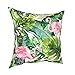 Funda de cojín con diseño de flamencos tropicales, diseño de flores exóticas, funda de almohada decorativa para sala de estar, dormitorio, sofá, 12 x 12 pulgadas