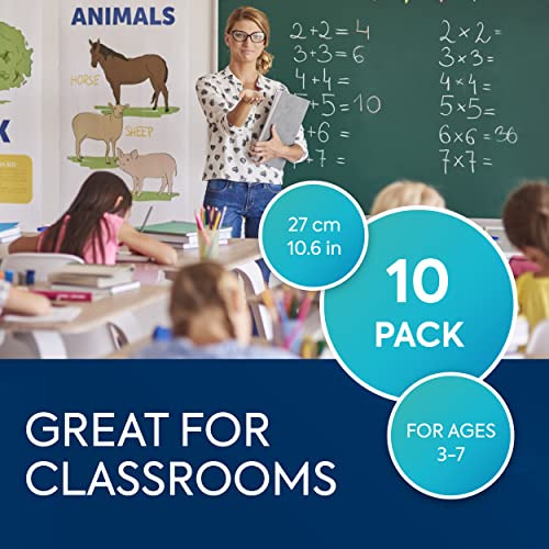 Image of BouncyBand Wiggle Seat, Blue, 10-Pack - Small 10.75 inch D x 2.5 inch H Wobble Cushion for Kids Aged 3-7 - Sensory Tool Promotes Active Learning & Improves Productivity - Includes Pump for Easy-Inflation