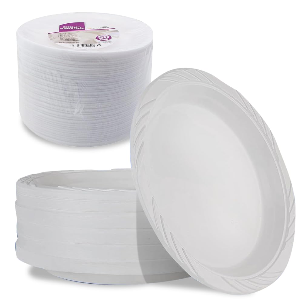 Pack of 100 White Foam Plates - 10” Disposable Tableware Ideal for Parties, BBQ’s & Weddings | Also Suitable for Home, Kitchen, Restaurants & Catering | Strong Quality