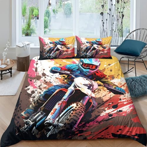 Housse de couette motocross 3D microfibre super king 260x220cm lavable - 4