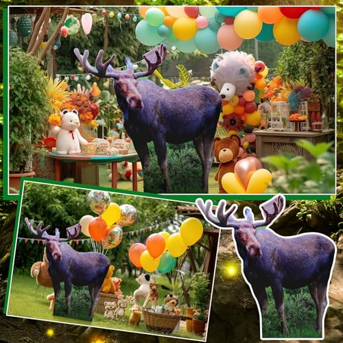 Image of Geelin 5ft Moose Cardboard Cutout Standup Safari Jungle Party Photo Prop