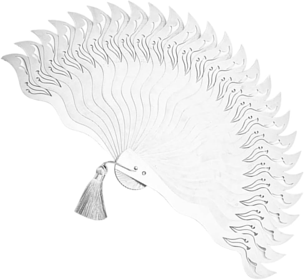12-Inch Full Metal Folding Fan, Kung Fu Handheld Fan for Martial Arts & Fitness, Stainless Steel Folding Hand Fans, Silver