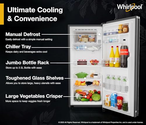 Image of Whirlpool 207 L 5 Star Glassdoor Icemagic Pro Inverter Direct-Cool Single Door Refrigerator (230 IMPRO GD PRM 5S Inv Silvia)
