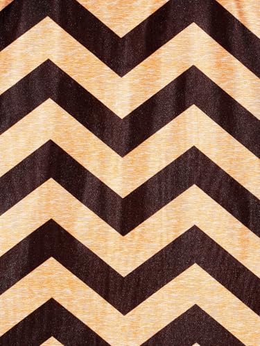 Image of Home Sizzler 2 Pieces Solid Patch Zigzag Print Eyelet Polyester Door Curtain - 7 Feet, Brown