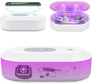 UV Light Sanitizer Box, UV Sterilizer for Smartphone, UV Cell Phone Sanitizer with Wireless Charger & Aromatherapy Function, Kills 99.9% of Germs Viruses & Bacteria