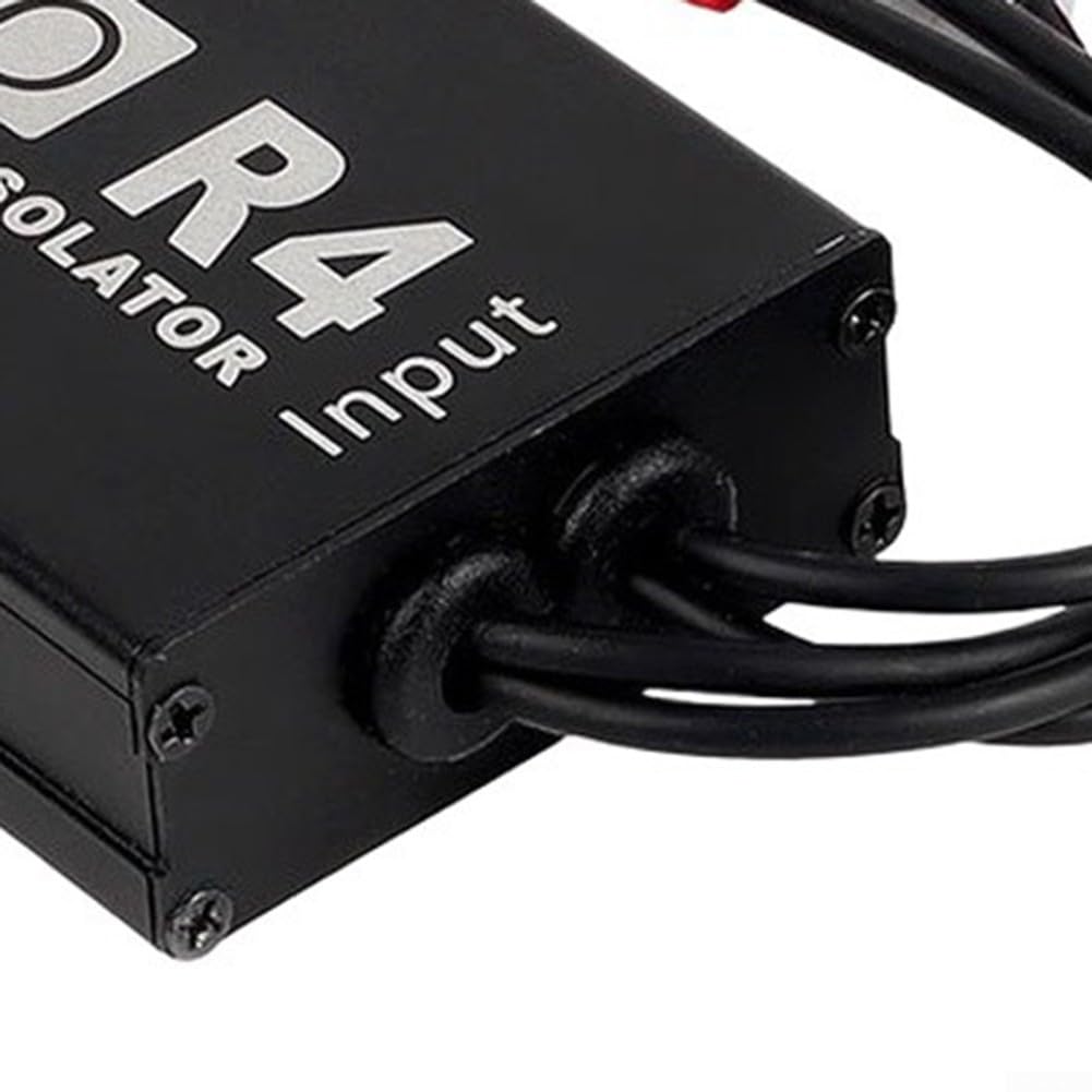 ReachMall Isolatore per circuito di messa a terra per auto, 4 canali, per filtro antirumore RCA, cancellatore di ronzio, nero, 14 x 8 x 5 cm