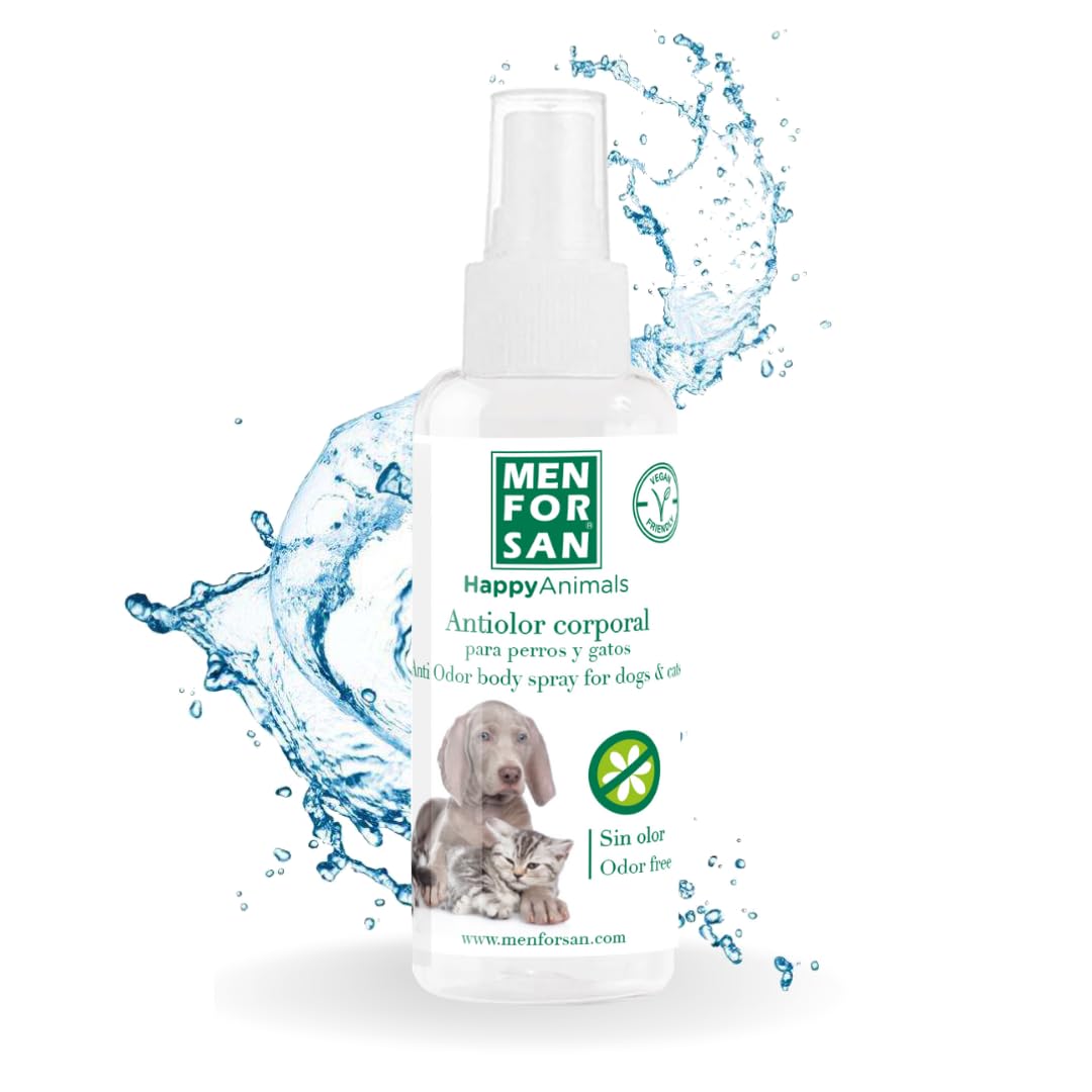 MENFORSAN Antiolor Corporal para Perros y Gatos 60ml, Elimina los Malos Olores, Sin Perfume, Producto Vegano