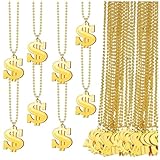 JMZYJZH 25Pcs Dollar Sign Necklaces, Fake Gold Dollar Sign Necklace Bulk for Women Men Hip Hop Rapper Costume Accessories