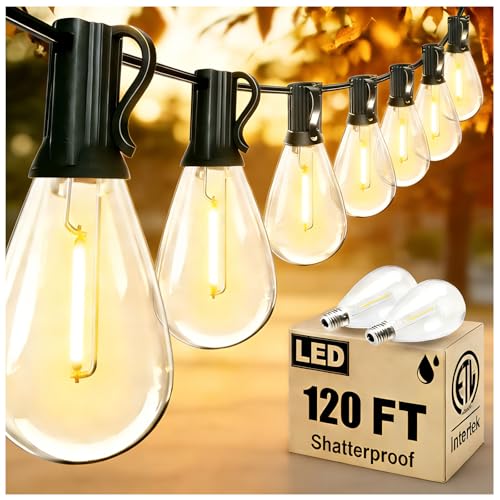 REEMEER 120FT Outdoor String Lights, Ultra Long Waterproof 30+2 Shatterproof Bulbs Led Outside Patio...