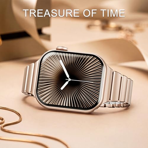 Image of Magnetic Slim Metal Band Compatible with Apple Watch Bands for Women Series 11 10 46mm 45mm 44mm 42mm SE 9 8 7 6 5 4 38mm 40mm 41mm 3 /2 /1,Luxury Stainless Steel Strap Silicone Link For iwatch