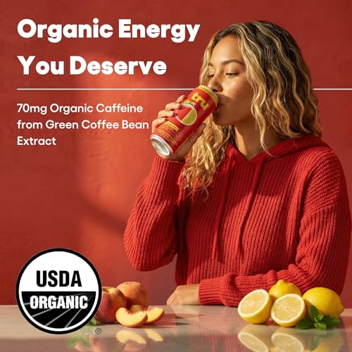 Image of Tru Organic Energy Drink Variety Pack, Caffeinated Sparkling Water with Real Fruit Juice, 3 Flavors, Natural Caffeine, No Added Sugar, Keto, Vegan, Kosher, Gluten Free, 12 Fl Oz (Pack of 12)