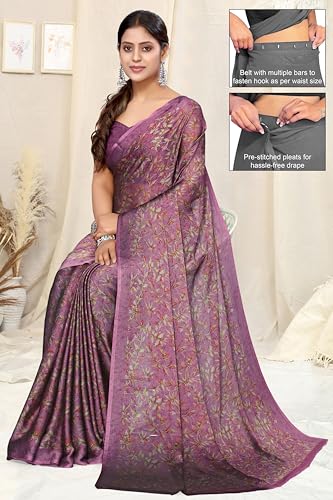 Image of MIRCHI FASHION Women's Ready to Wear 1 Minute Drape Chiffon Printed Saree with Blouse Piece