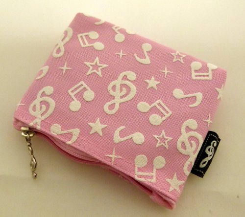 Musique à thème Mini Coin Pouch Zipper - rose blanc gaufré note musicale Conception Cover
