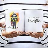 Feuerwehrmann Doppelseitig Memory Tasse | Individuelle Kaffeetasse personalisiert | Feuerwehr Geschenk | weiße Keramiktasse