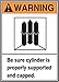 Accuform MRPG301VA Aluminum Sign, Legend"Warning BE Sure Cylinder is Properly Supported and Capped", 10" Length x 7" Width, Orange/Black on White