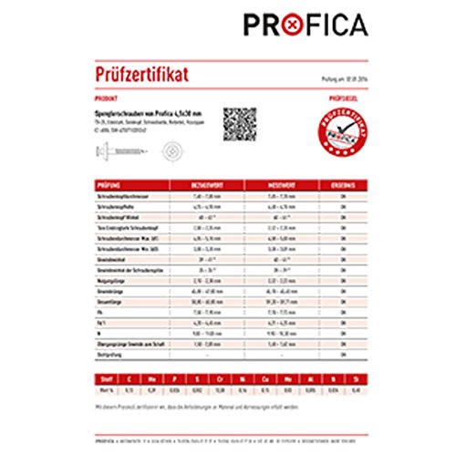 200 Stück Spenglerschrauben 4,5x20 mm TX20 von PROFICA - 15 mm EPDM Dichtscheibe - A2 Edelstahl - DIN7995 - Rostfrei