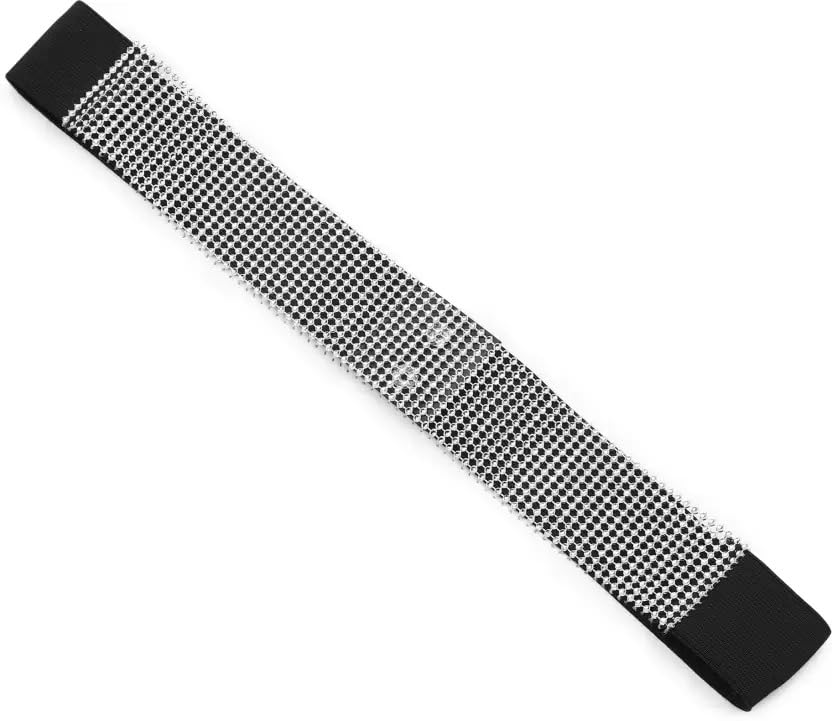 Elastic Waist Belt for Women Dresses Stretchy Belt for Ladies Saree - Free Size (Silver) (Kamarband)-image-11