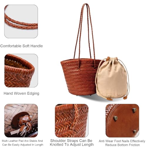 Image of Woven Tote Bag For Women, Fashion Crossbody Shoulder Bag, Casual Top-handle Handbags, and Travel Purses Phone Bag
