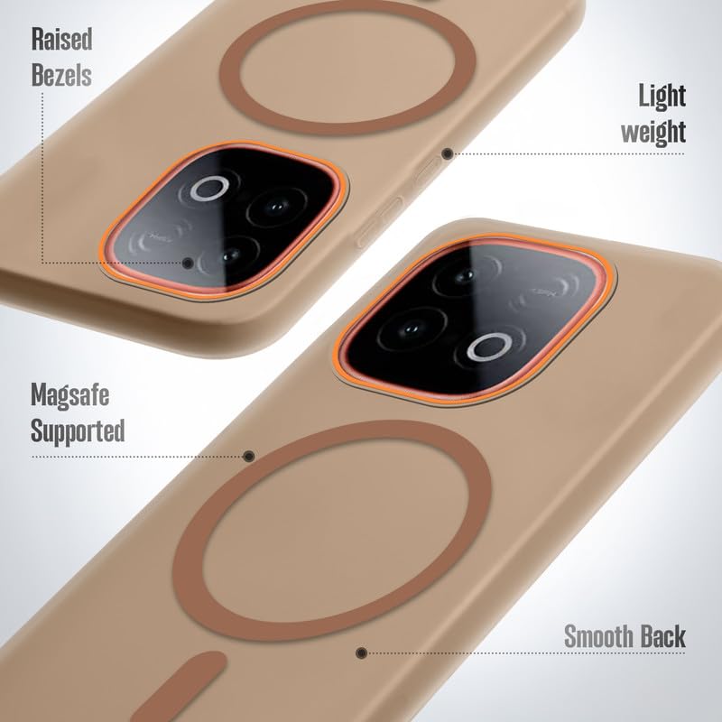 Image of Mr. Case Back Cover for iQOO Neo 10 5G Sleek Frosted Translucent Back Only Compatible with Wireless Magnetic Accessories | Anti-Scratch Shockproof Phone Case - Brown