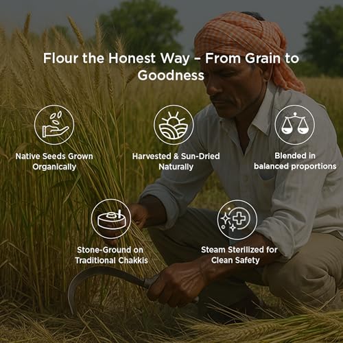 Image of Pure & Sure Multigrain Flour (Atta) 5Kg | 6-in-1 multigrain flour with wheat, soya, maize, besan, psyllium husk & more, diabetic-friendly, 20% lower GI, high protein & fiber, healthy weight