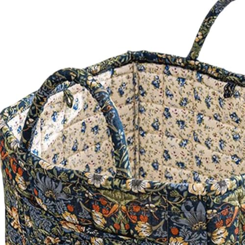 Image of Quilted Fabric Basket Foldable Car Storage Boho Floral Laundry Basket Hamper for Nursery Bedroom & Living Room | Organize Clothes Toys