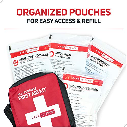 Care Science First Aid Kit All Purpose, 200 Pieces | Professional Use for Travel, Work, School, Home, Car, Survival, Camping, Hiking, and More